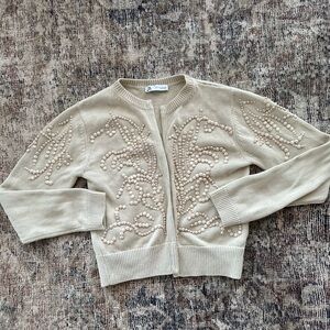 Cream Beaded Zara Cardigan